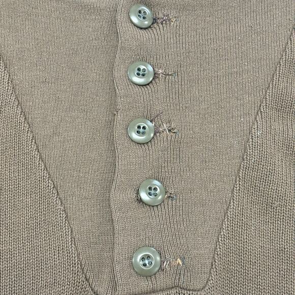 Vintage 80s US Army Brown‎ Mens S Henley 5-Button Knitted Military Drill Sweater - Picture 3 of 10